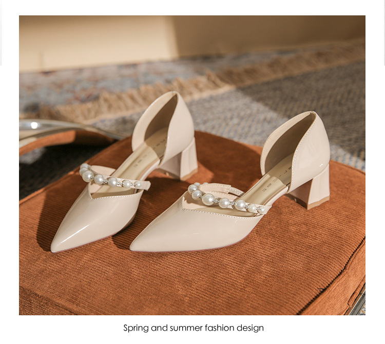 Pointed Mary Jane Heels With Pearl Detail Women's Stiletto Pumps_voghion.com