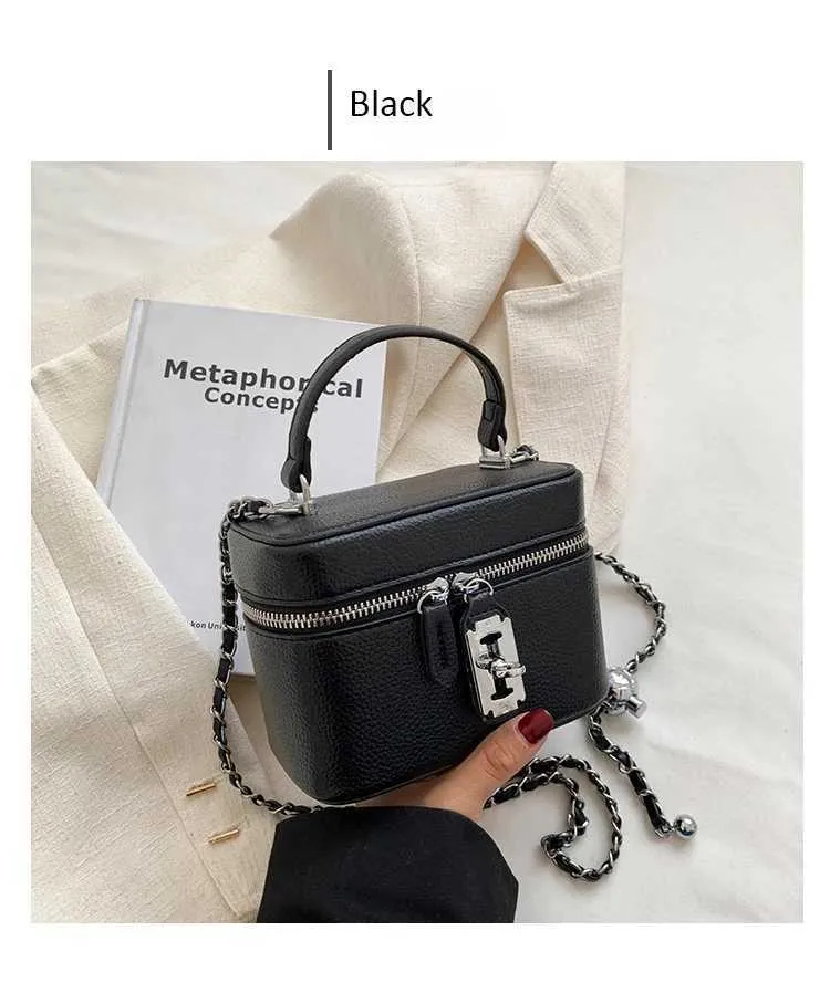 Süße Mini Pu Umhängetasche Solide Flap Box Kette Schulter für Frauen Casual Fashion Lady Commute Lock Messenger Bags_voghion.com