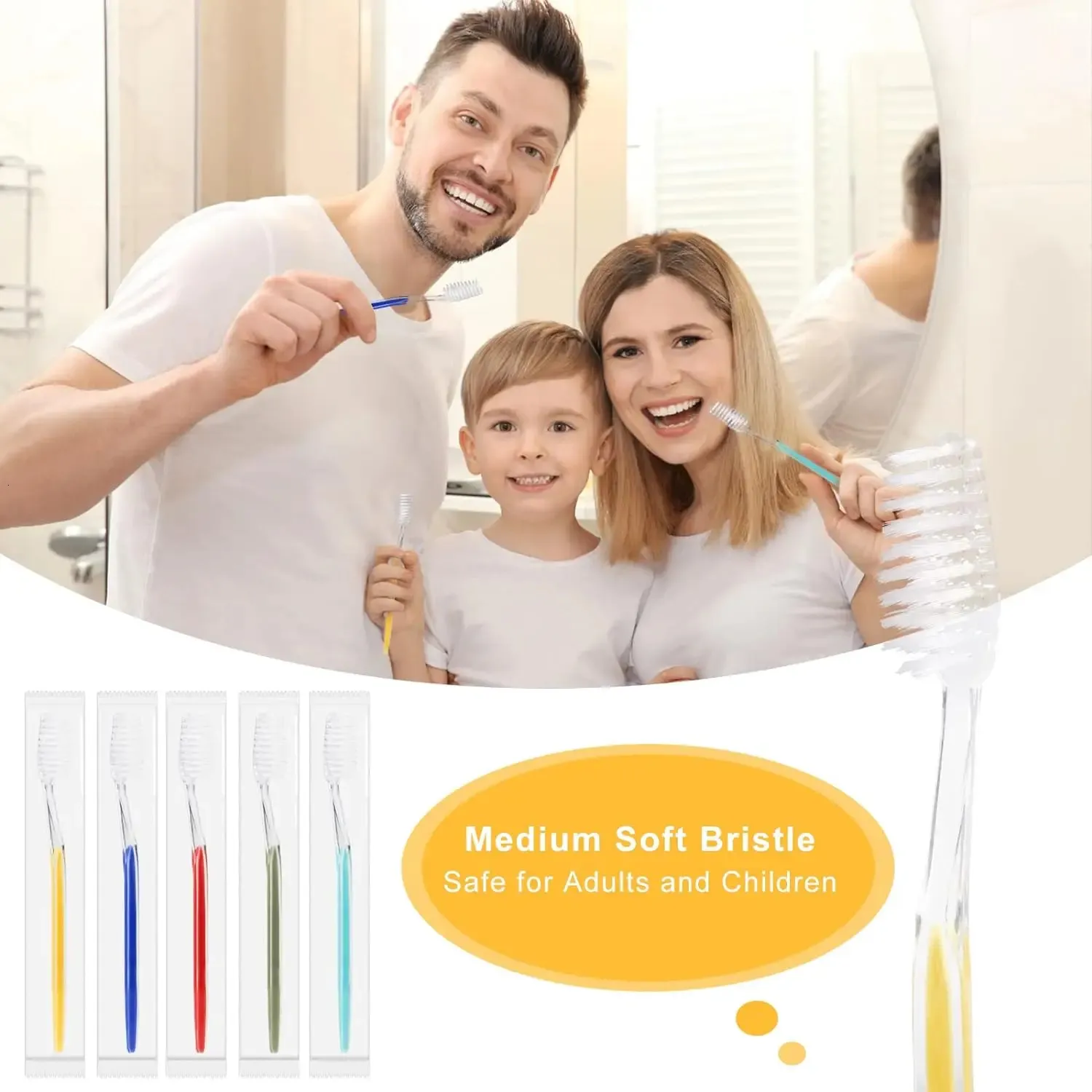 100 Individual Packaged Bulk Disposable Travel Soft Bristle Toothbrushes Single Pack Camping 241125_voghion.com