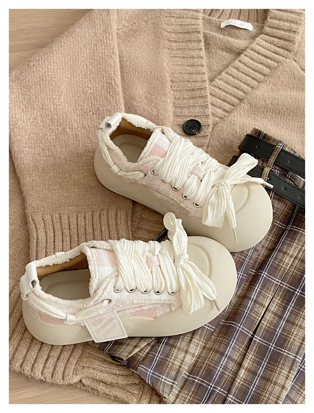 Damen Freizeitsneaker Mit Dicker Schleife Und Weicher Sohle_voghion.com