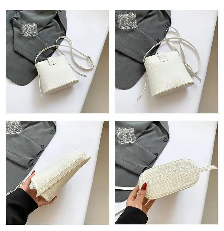 Retro Steinmuster Eimer Handtasche Damen Umhängetasche Schultertasche_voghion.com
