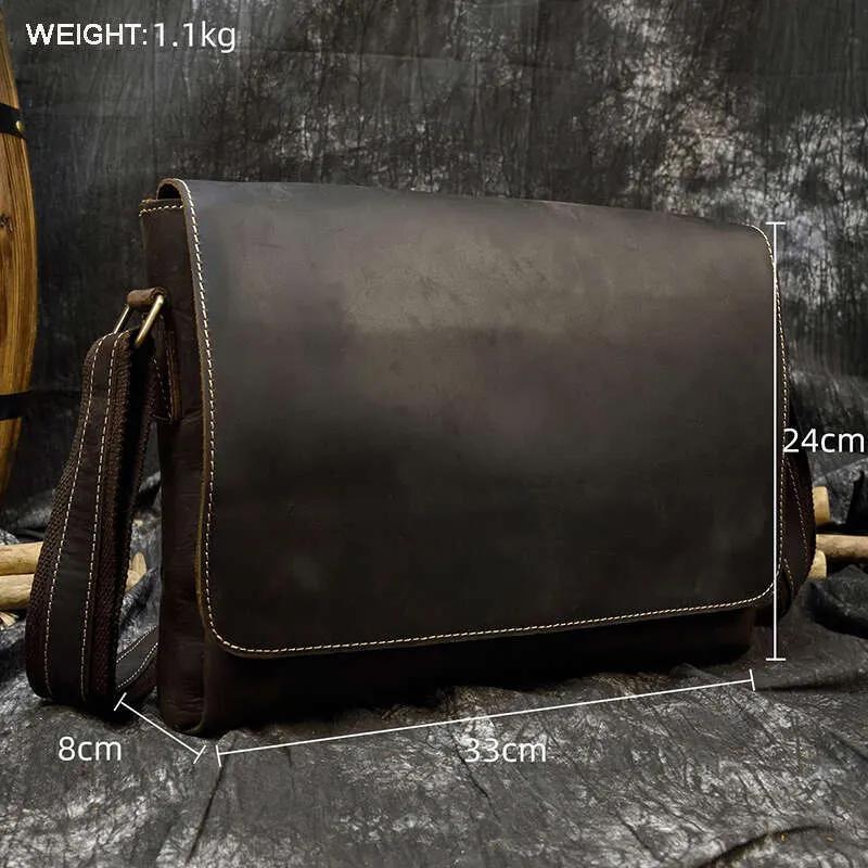 Vintage Crazy Horse Aktentaschen Laptop Büro Für Männer Abdeckung Messenger herren Leder Tasche Computer Taschen_voghion.com
