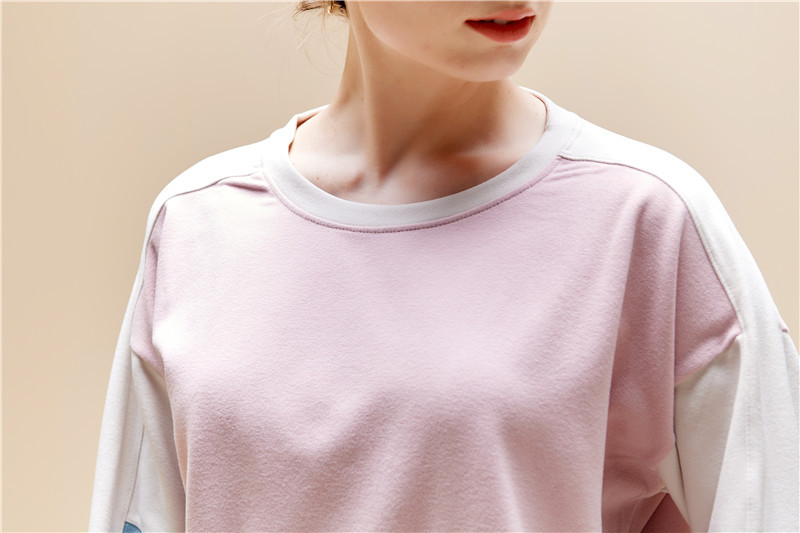 Pigiama da donna con scollo tondo, colore testa a contrasto, caldo e morbido set da indossare per la casa_voghion.com