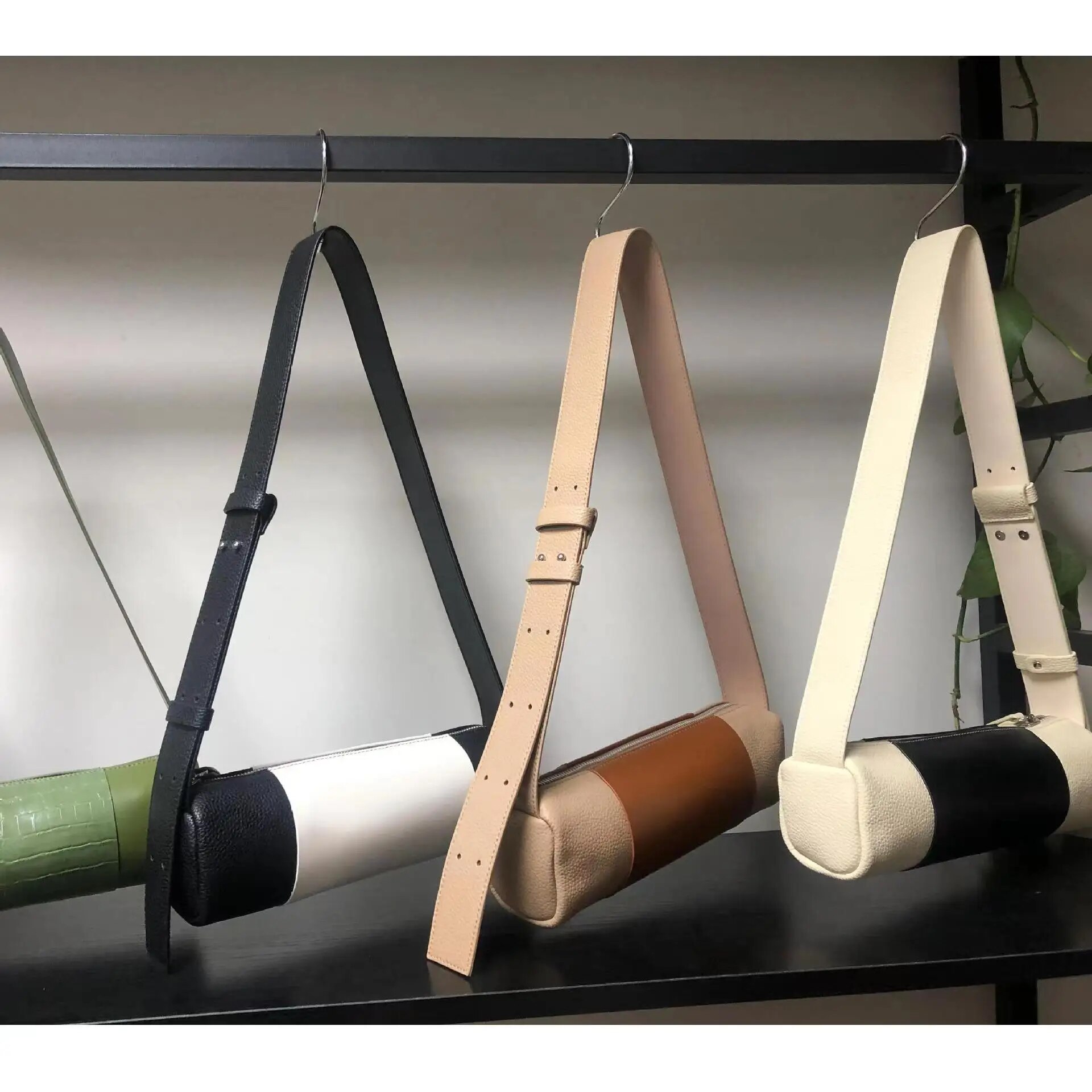 Nouveau porte-stylo cylindrique sous les aisselles large sangle couleur assortie tube de bambou sac à bandoulière_voghion.com