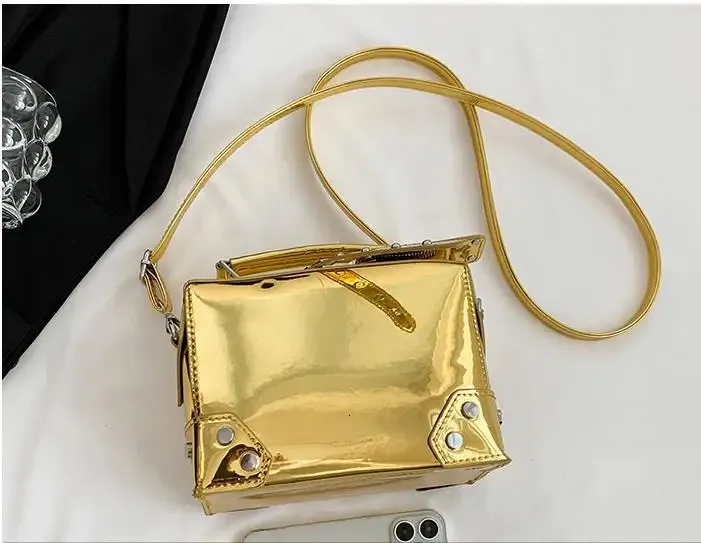 Borsa a tracolla da donna elegante borsa a spalla quadrata oro_voghion.com