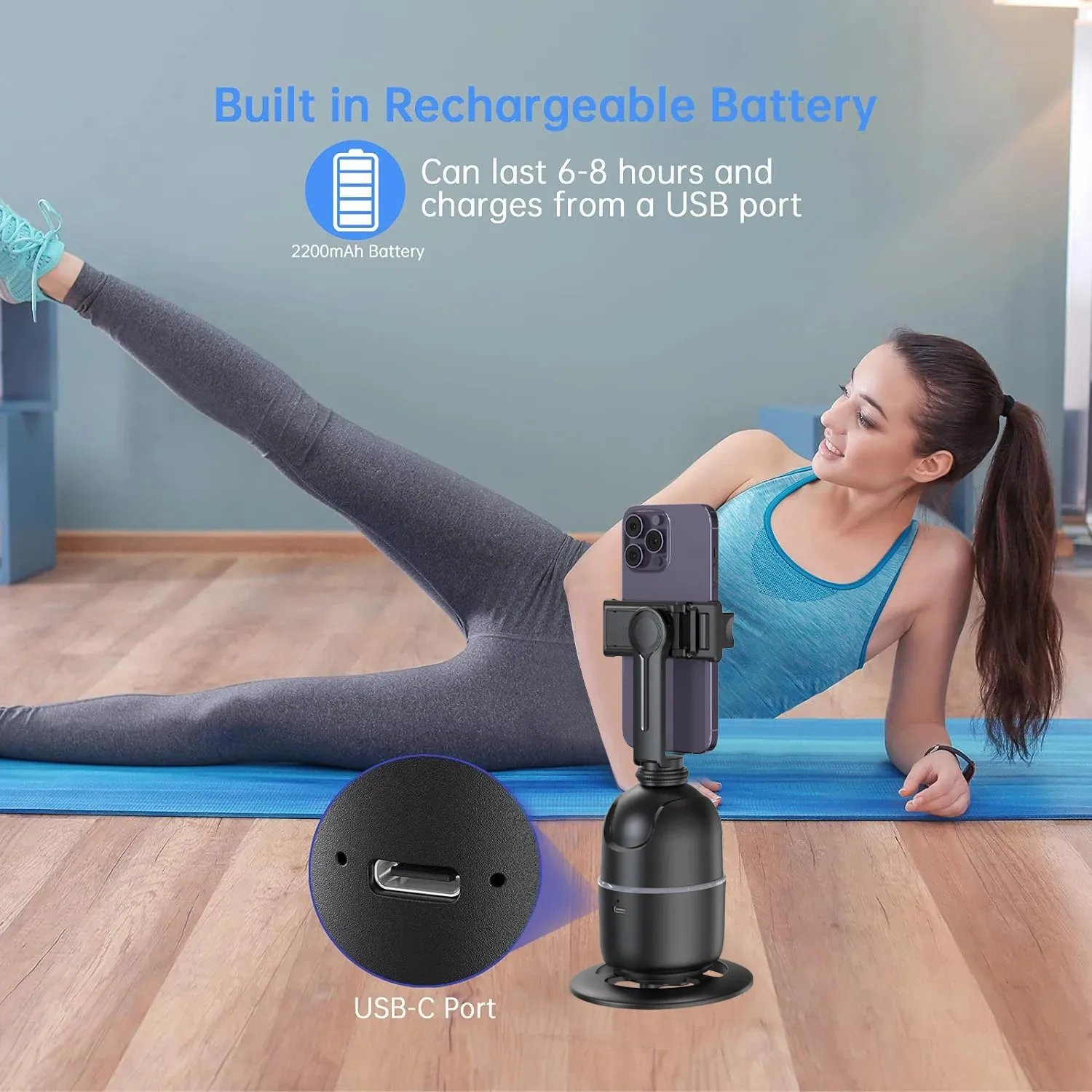 W O P03 Stabilizzatore Gimbal con tracciamento automatico del viso AI, treppiede per telefono cellulare, bastone per selfie portatile, supporto per riprese, controllo dei gesti_voghion.com