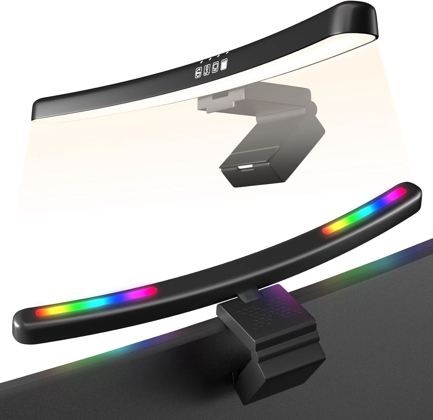 Barre lumineuse incurvée pour écran d'ordinateur, rétroéclairage RGB, lampe pour écran d'ordinateur pour le confort des yeux, double_voghion.com