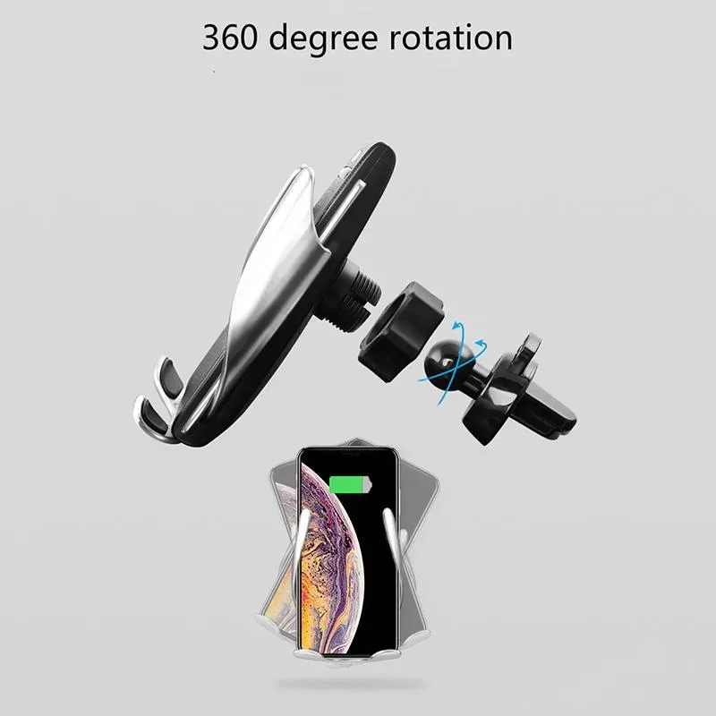 Top Of The Line Automatic Clamping 10W Qi Wireless Car Charger With 360 Degree Rotating Ventilation Port Installation_voghion.com