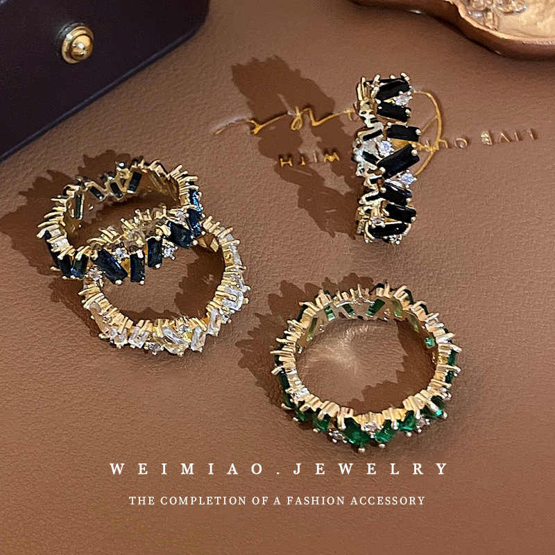 Real Gold Electroplated Irregular Zircon from South Korea Exquisite Fashion Open Ring Light Luxury and High Grade Hand_voghion.com