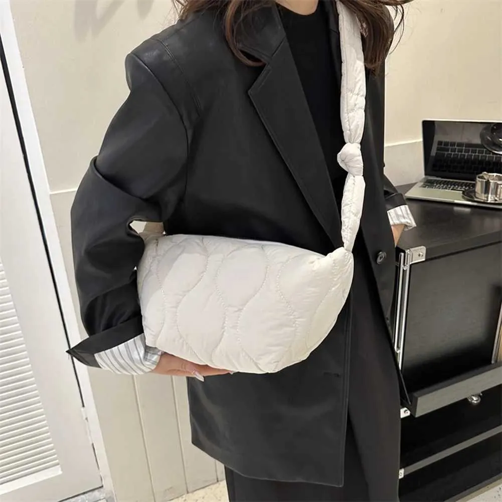 Puffer Shoulder For Women Soft Down Cotton Padded Tote Handbag Purse Quilted Cross Body Bag Solid Color Pillow Shopper_voghion.com