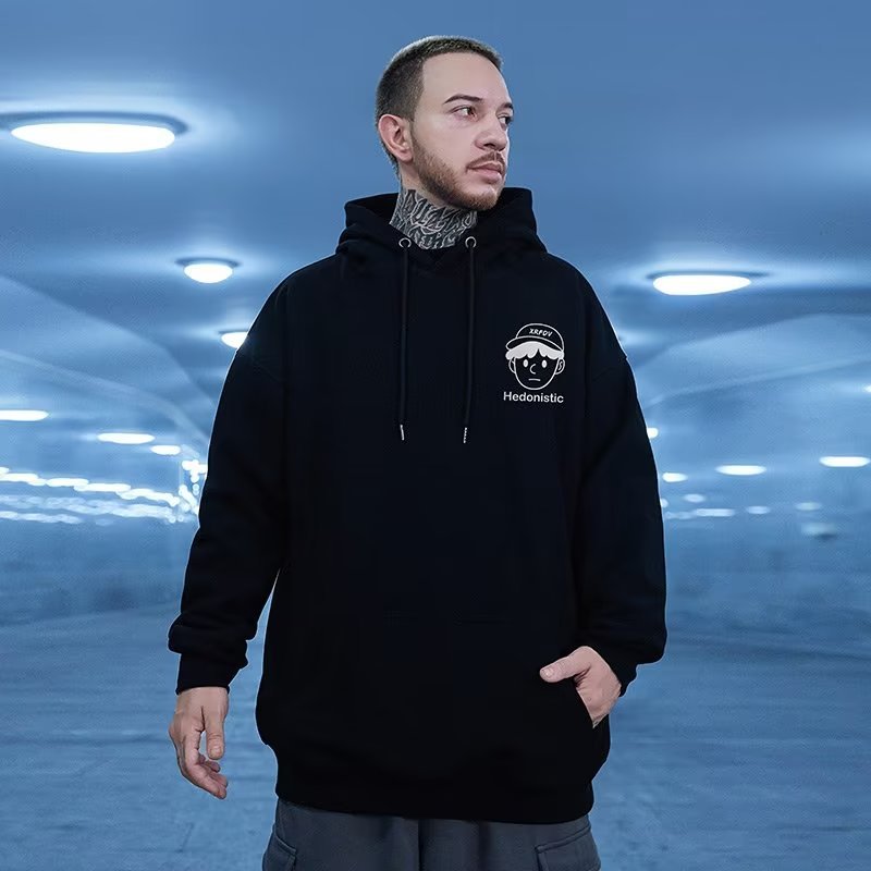 Il marchio di moda americano Instagram coppia cartoon felpa con cappuccio da uomo di tendenza in peluche di grandi dimensioni più grasso top oversize_voghion.com