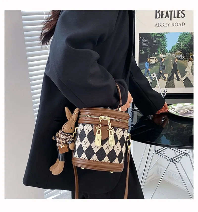 Borsa firmata, spedizione gratuita, borsa a secchiello alla moda Dia Grid, borsa a mano, borsa a tracolla per donna._voghion.com