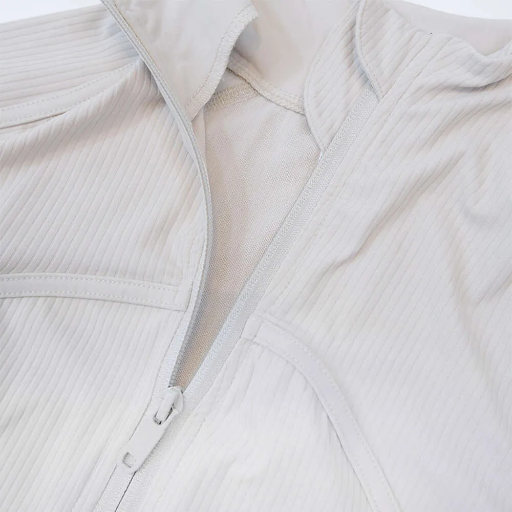 Yoga Cropped Define Coat Long Sleeve Shirt Rib Short Womens Tight Thin Jacket Breathable Cardigan Sportswear Summer_voghion.com