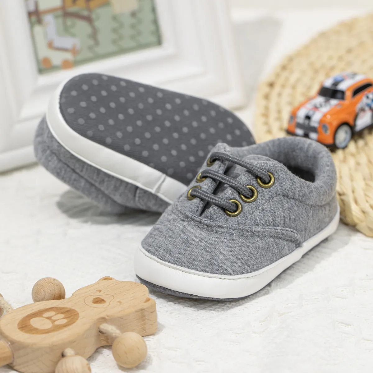 Cutefeet Babyschuhe für Kleinkinder, Jungen und Mädchen, Canvas, Turnschuhe, Neugeborene, Schnürschuhe, rutschfest, Sportschuhe, Lauflernschuhe_voghion.com