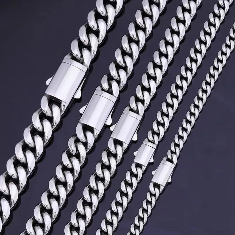 Set collana e bracciale a catena miami cuban placcato oro_voghion.com