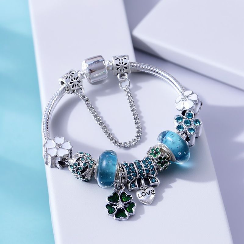 Bracciale charm in acciaio inossidabile con perline smaltate_voghion.com