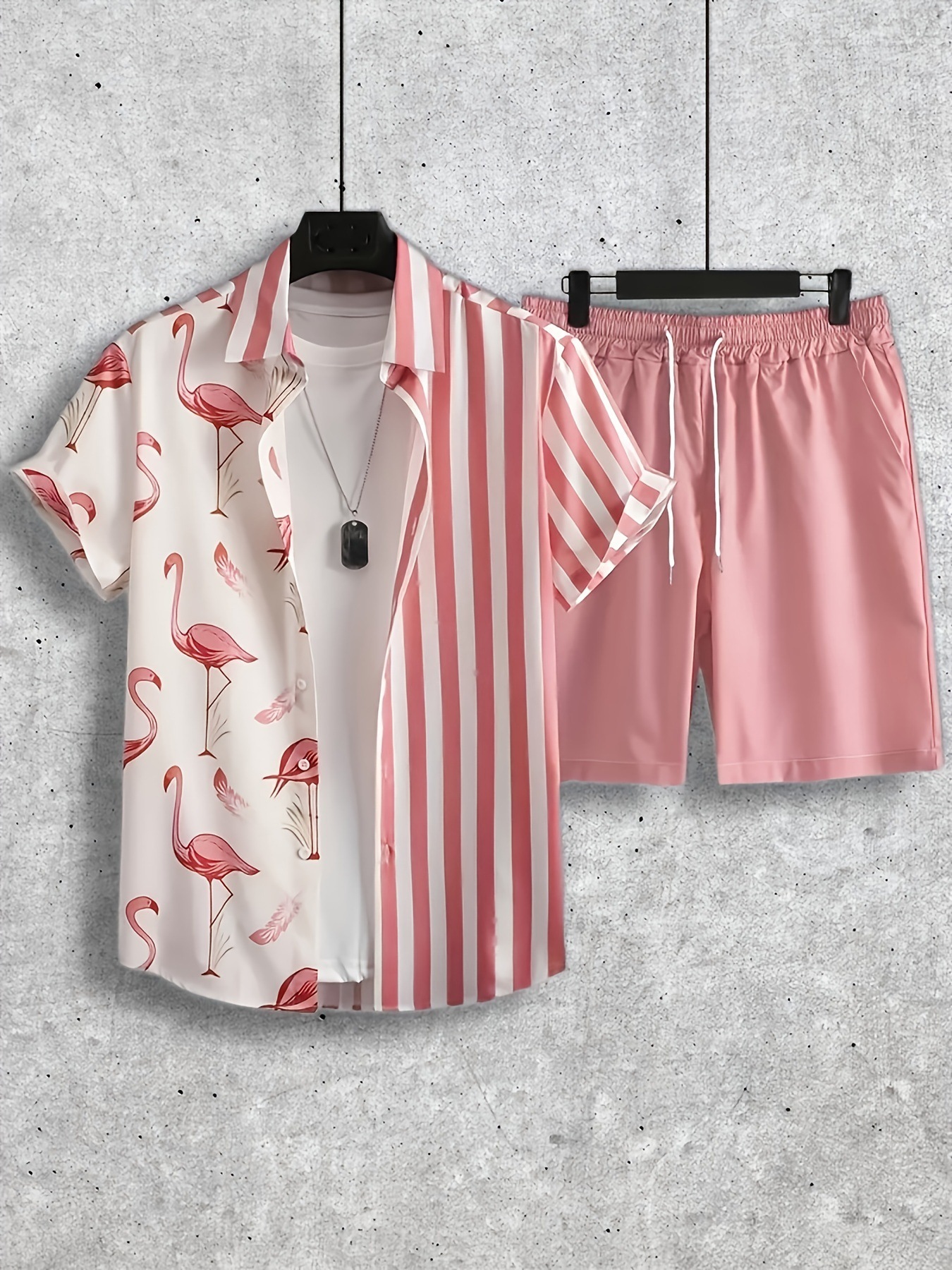 Men's Clothing 2024 Summer New Shirt Shorts Suit 3D Printing Casual Vacation Men's Cardigan Two-piece Suit_voghion.com