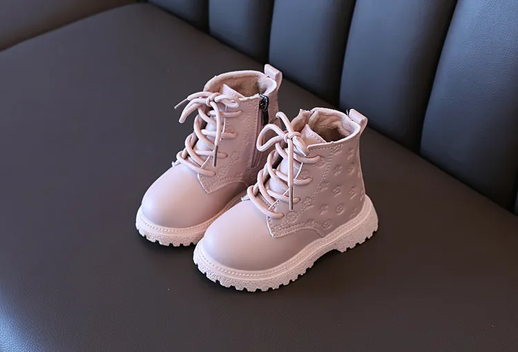 Botas altas de nieve de invierno para niños de moda 2024, zapatos de cuero para niños, lindas botas impermeables hasta los tobillos, botas cálidas para niñas, tallas para bebés_voghion.com