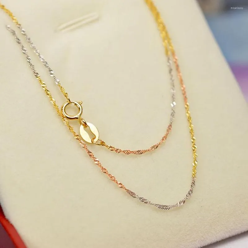 Ketten Au750 Echt Multi-tone Gold Frau Halskette Glück Hohl Singapur Kette 1mmW 40-45cm_voghion.com