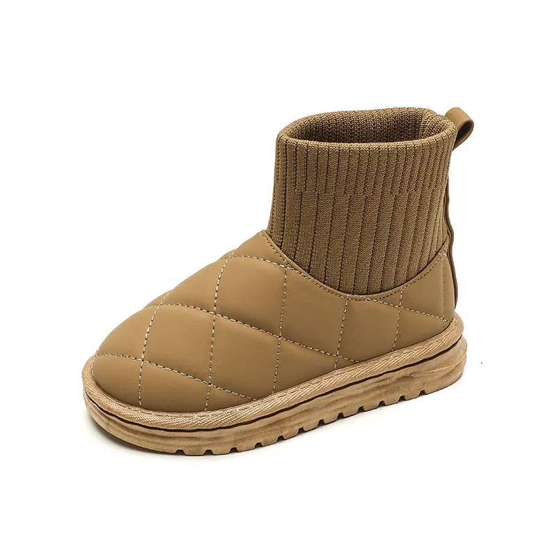 Barnsockor Snö Flickor Korta Ankelstövlar Barn Söta Sömnad Höst Vinter Varma Bomullsplyschskor För Pojkar Unisex PU_voghion.com