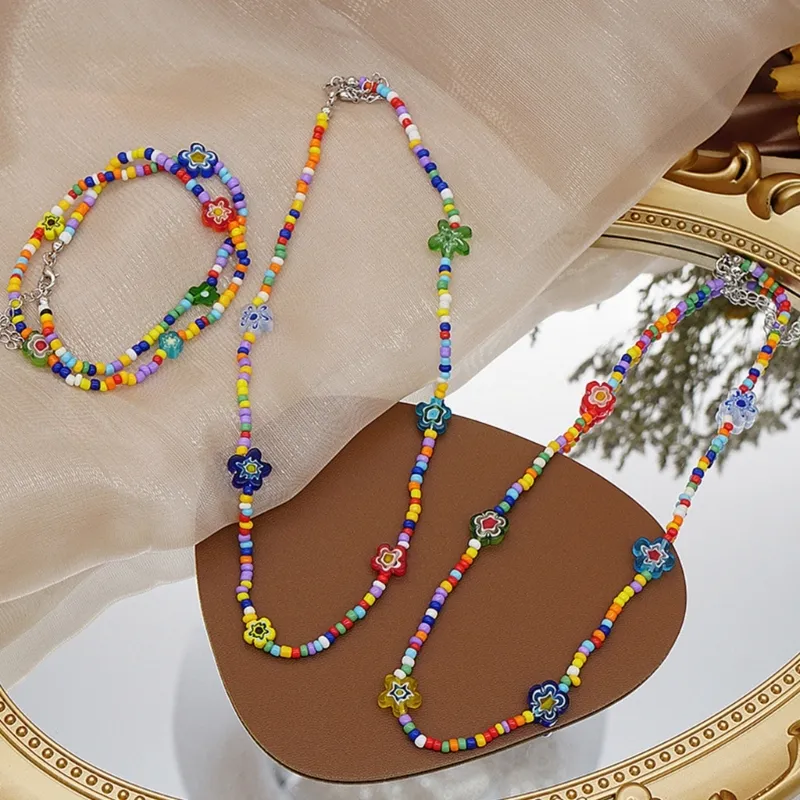 Böhmisches Perlenketten Und Armband Set Handgemachtes Glasperlen_voghion.com