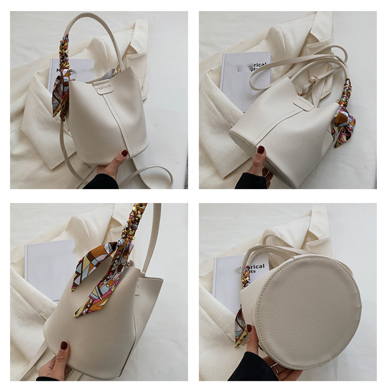 Nuovo per le donne alla moda e di alta qualità sciarpa di seta semplice borsa a tracolla secchiello tenuta a mano_voghion.com