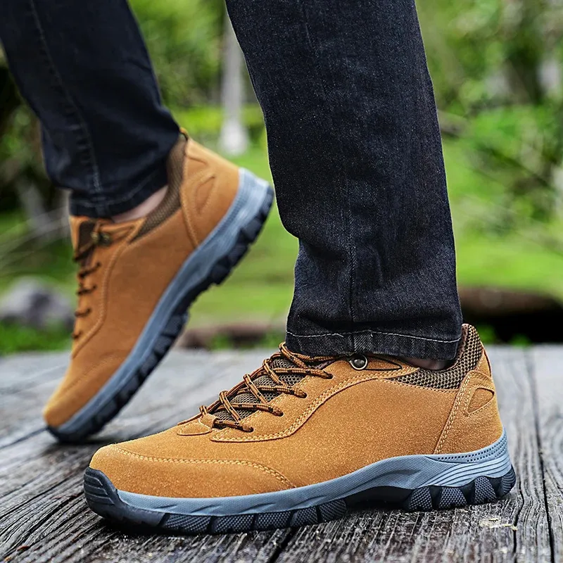 Herren Outdoor Wanderschuhe Aus Wildleder Mit Schnürung_voghion.com