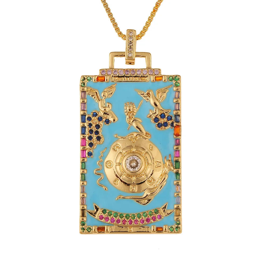Collana con ciondolo carta dei tarocchi stile hip hop_voghion.com