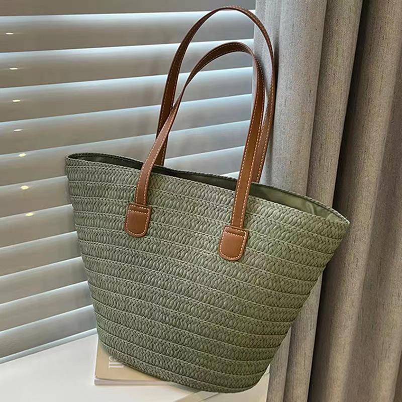 Borsa da spiaggia retrò con tracolla singola in corda di carta intrecciata da donna_voghion.com