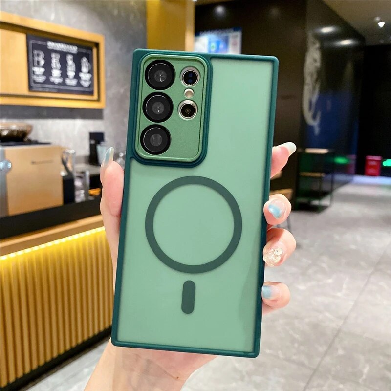 Magnetic Matte Translucent Shockproof Case For Samsung Galaxy_voghion.com