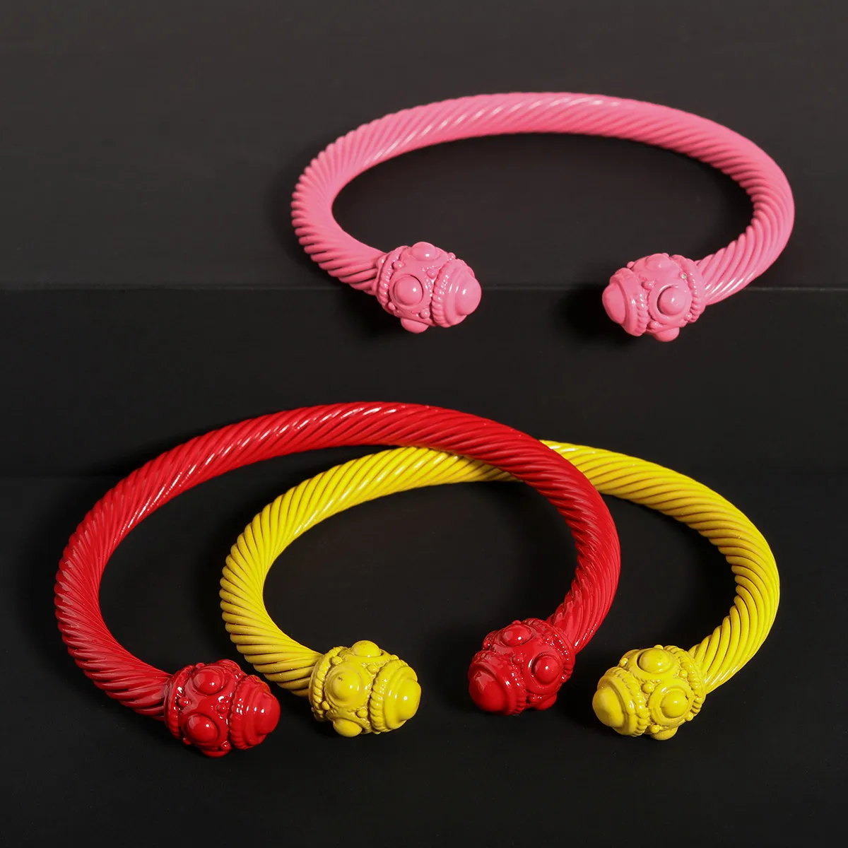 Colorful Enamel Cable Wire Bangle Bracelet For Women Designer Style_voghion.com