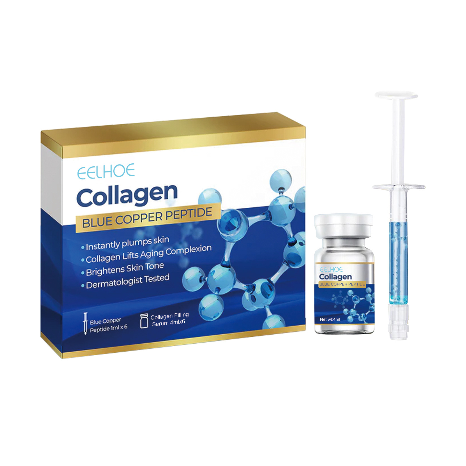 EELHOE Set de peptide de cupru albastru Colagen și fermitate facială Esență hidratantă anti-îmbătrânire_voghion.com