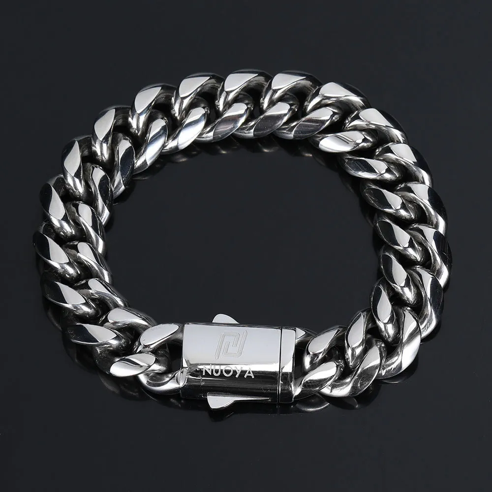Charm Bracelets Hip Hop Rock Jewelry Free Custom Name Gold Plated Miami Cuban Link Chain Stainless Steel Bracelet For_voghion.com