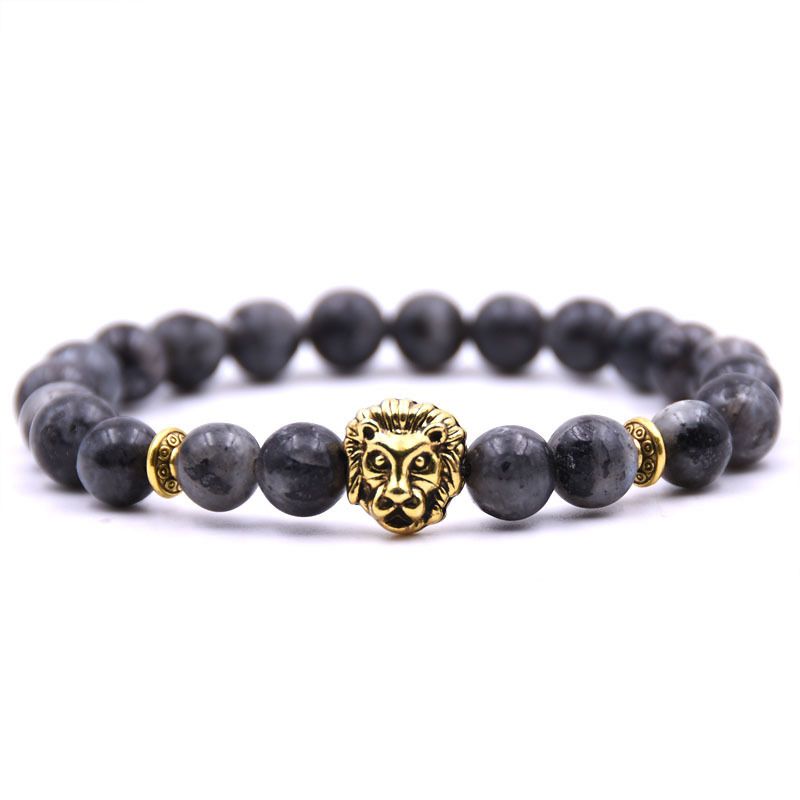 Fashion Natural Buddha Beads Volcanic Stone Lion Head Bracelet_voghion.com