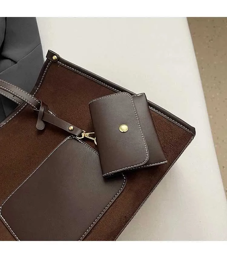 Women's Large Capacity Suede Shoulder Bag For Casual Commuting_voghion.com