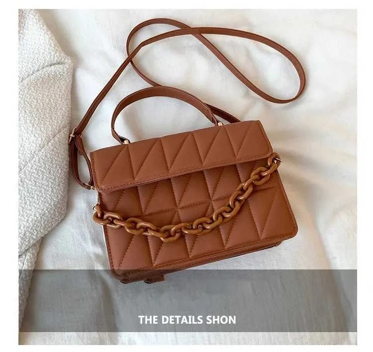 Rhombus Plaid Crossbody Bags For Women Chain Decor Fashion Shoulder Bag Ladies Handbag Casual And Simple Small Square_voghion.com