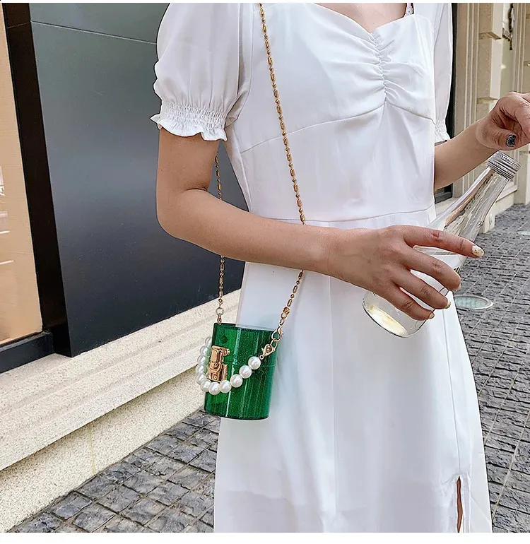 Mini Transparent Crossbody Bag With Pearl Handle Shoulder Purse_voghion.com