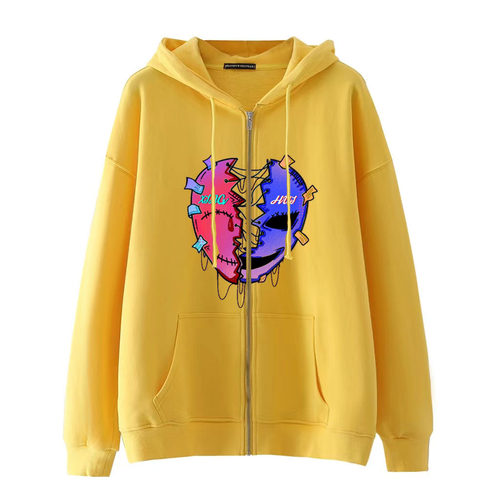 Men's Clothing Dark style hip hop gothic Harajuku Y2K casual versatile men's zipper hoodie Harajuku couple jacket sweater trend_voghion.com
