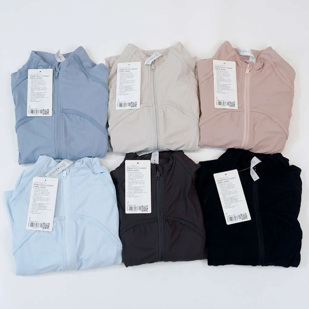 Yoga Cropped Define Coat Long Sleeve Shirt Rib Short Womens Tight Thin Jacket Breathable Cardigan Sportswear Summer_voghion.com