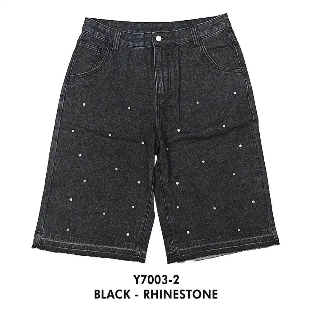 PEERAGE Y2k Retro Rhie Washed Wide Leg Baggy Long Jorts Vyriški Gatvės stiliaus Oversized Frayed Black Grey Loose Denim Jeans_voghion.com