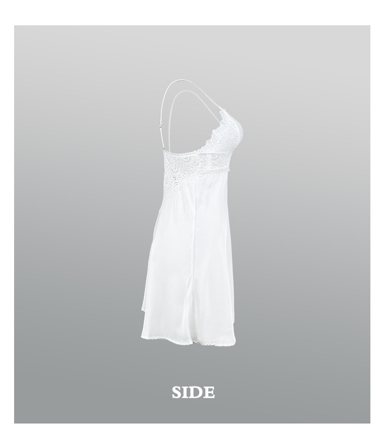 Nachtwäsche mit Satin-Spitzeneinsatz – Sexy Camisole-Nachthemd | Trägerdesign kombiniert Komfort und Sexyness_voghion.com