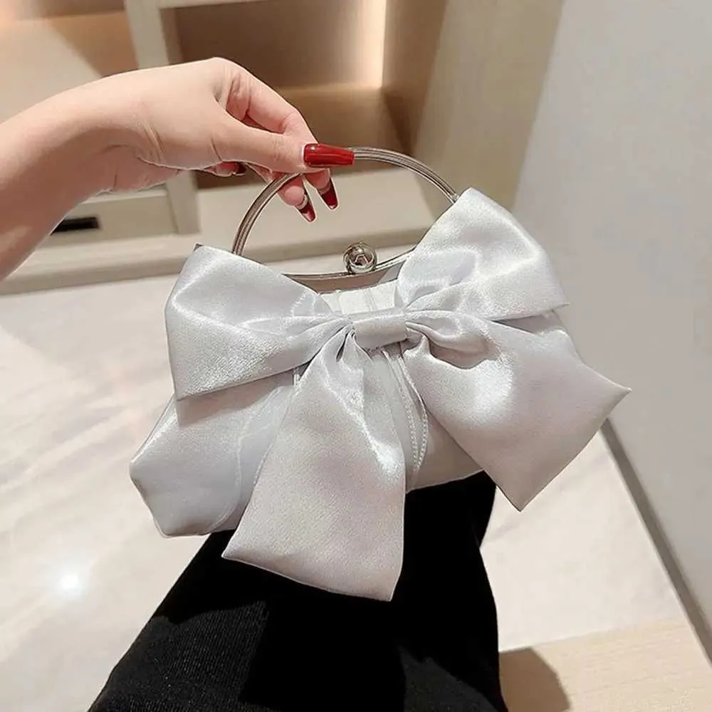 Gyllene siden rosett kväll elegant och trendig bankett clutch kedja axelväska plånbok för kvinnor festväska_voghion.com