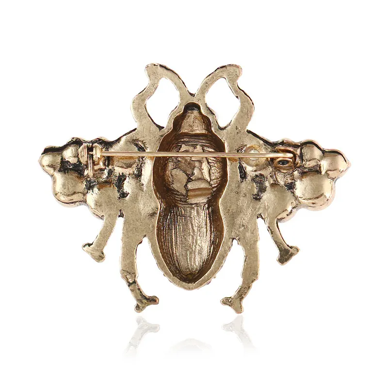 Honeybee Brooch Crystal Diamond Bee Brooches Zinc Alloy Rhinestone Fashion Women Insect Sweater Pins gift RR_voghion.com