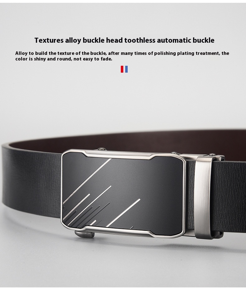 Genuine Leather Men's Automatic Buckle Belt Business Style_voghion.com