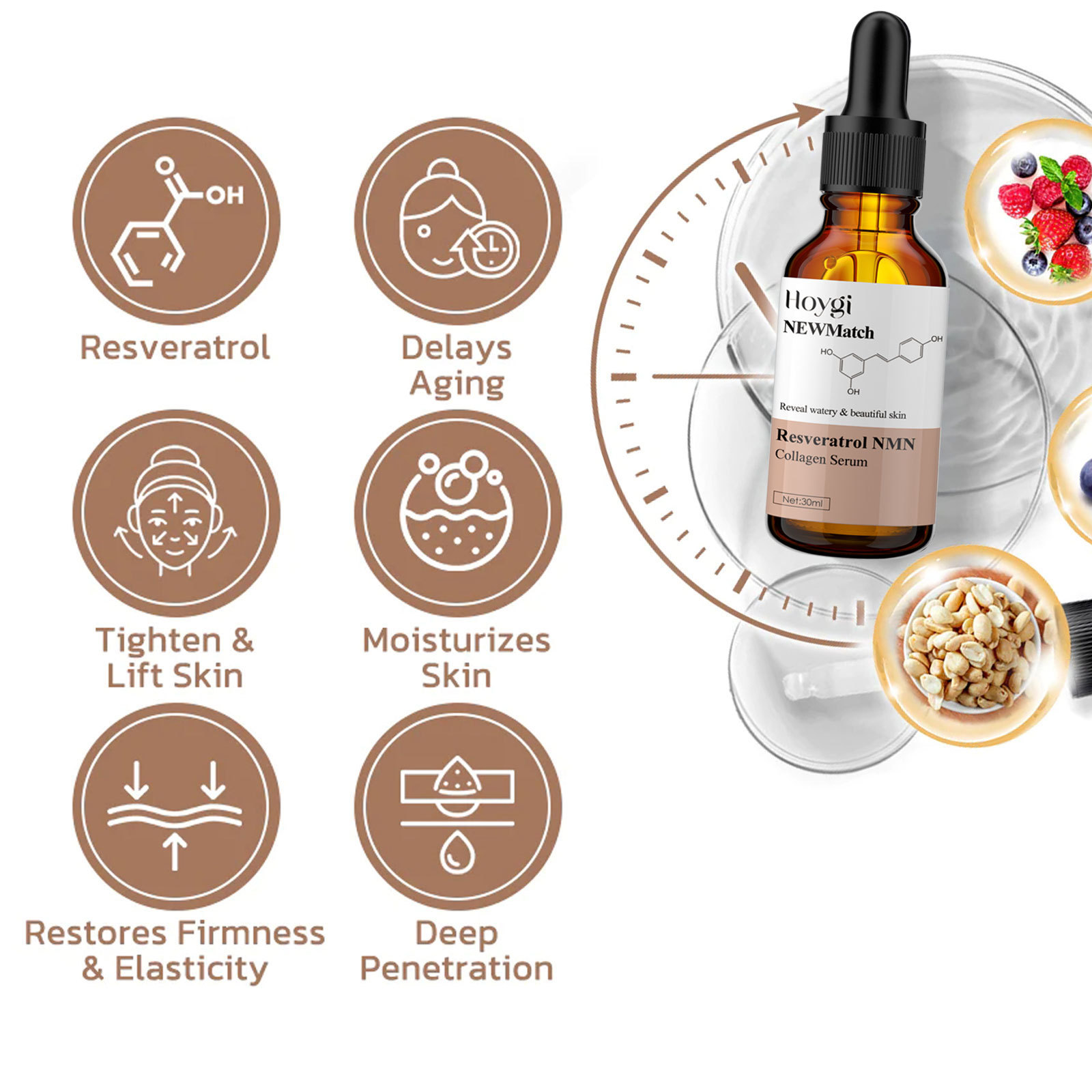 Hoygi Anti Wrinkle Collagen per indebolire le linee sottili, idratare e rassodare l'essenza della pelle_voghion.com
