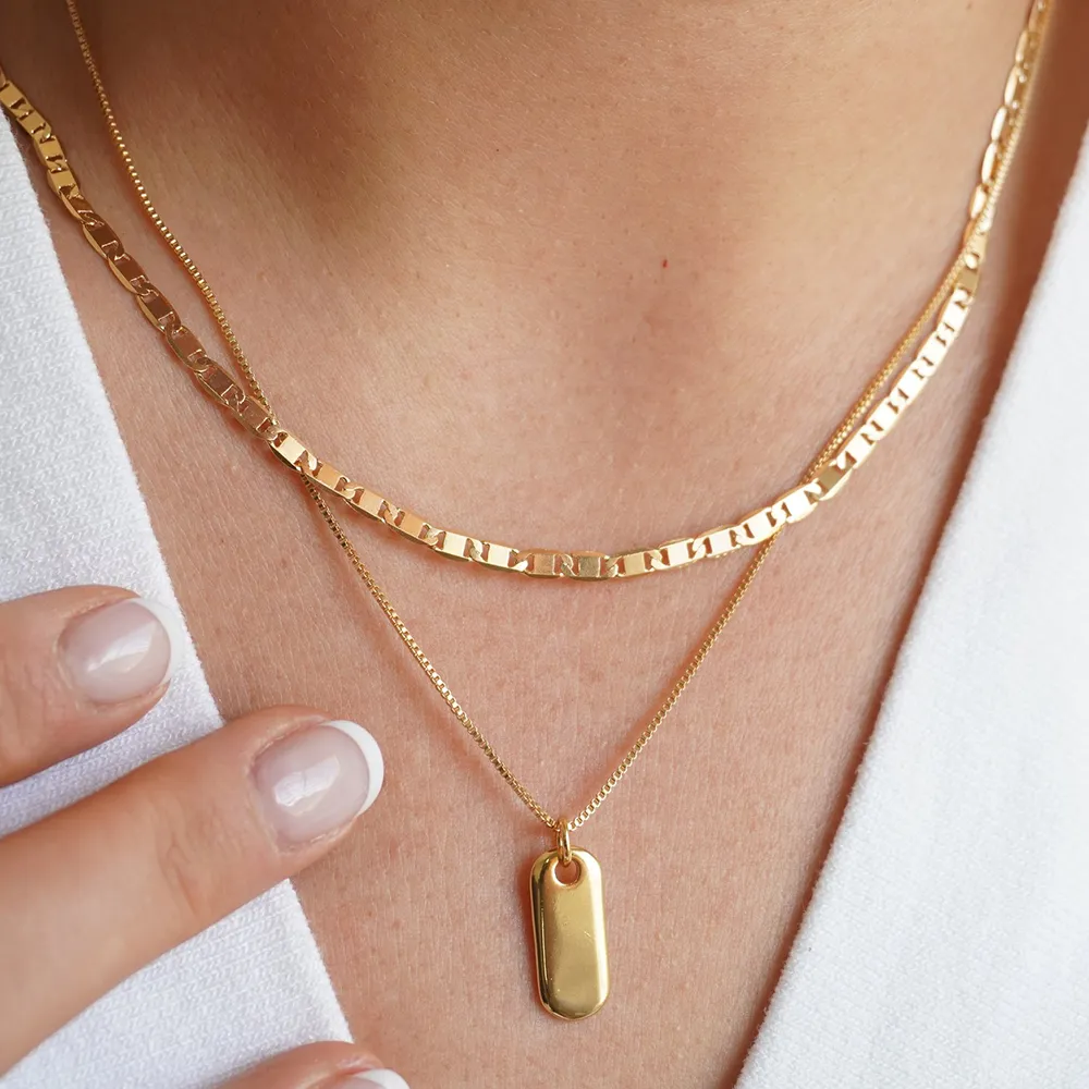 Colliers pendentifs 2023 Collier ovale multicouche en acier inoxydable tendance pour femmes Chaîne géométrique couleur or_voghion.com