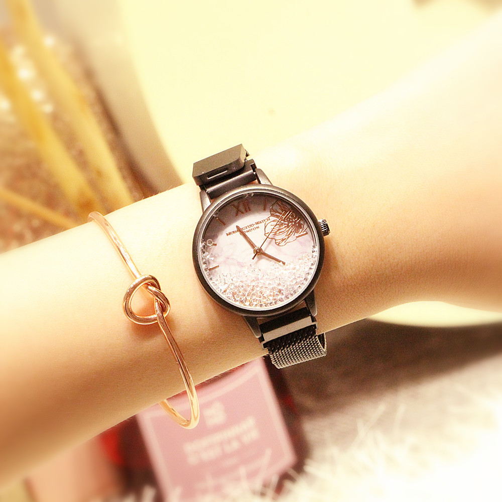 Orologio al quarzo da studente con cintura magnetica in rete da donna di tendenza moda 2024_voghion.com