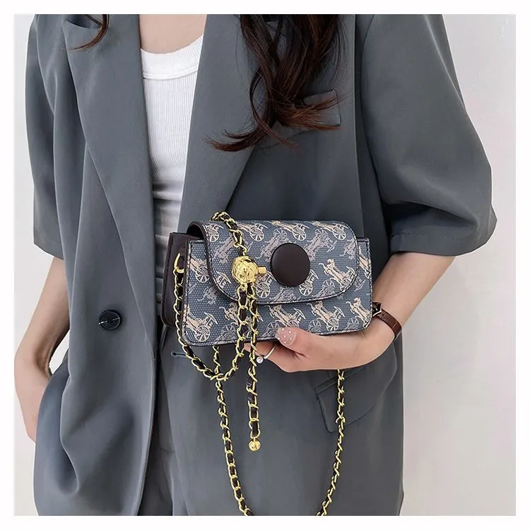 Bolsa de ombro feminina casual moda com alça de corrente_voghion.com
