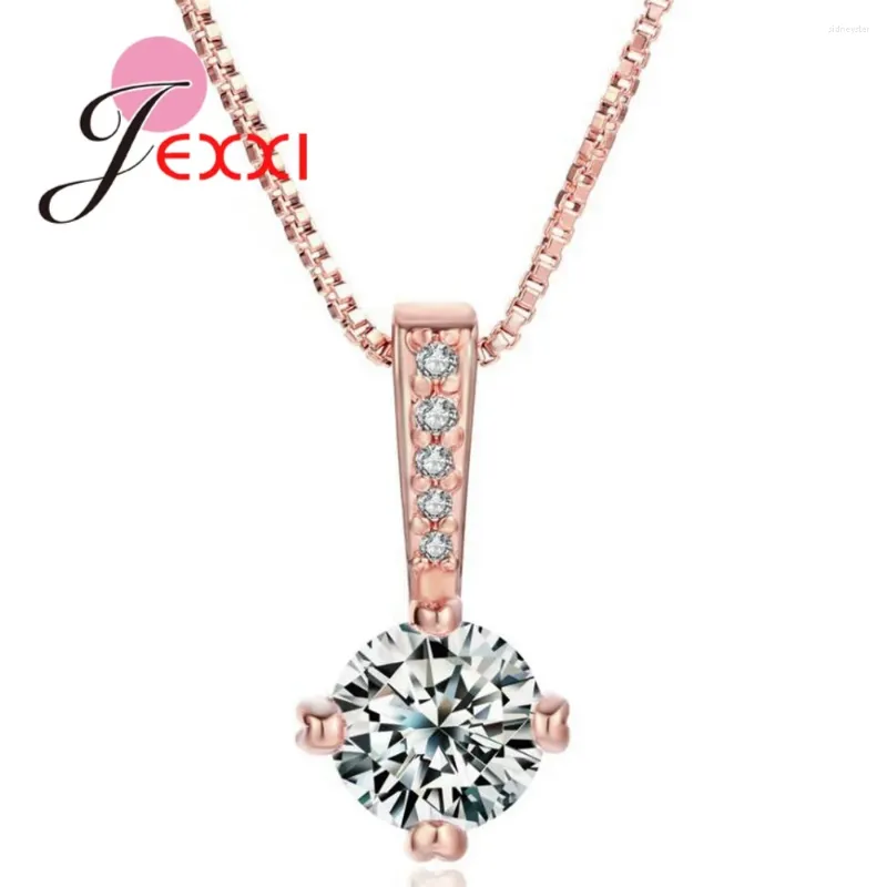 Pendant Necklaces Arrival Super Nice Genuine Sterling Sier Charm Necklace With Four Sparkling Crystal Fast_voghion.com