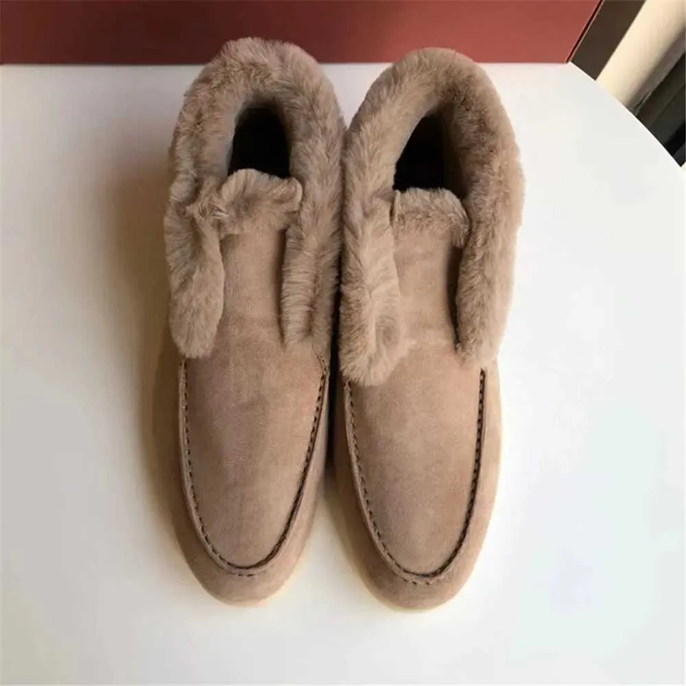 Casual Winter Short Snow Boots for Women Natural Wool Fur Loafers Cow Suede Warm Flat Shoes L * P z241106_voghion.com
